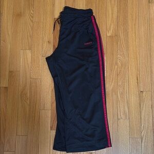 Adidas Black and Pink Track Pants with Side Stripes and side pockets